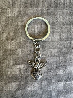 Silver, Angel Charm Keychain - Decorative Metal Pendant